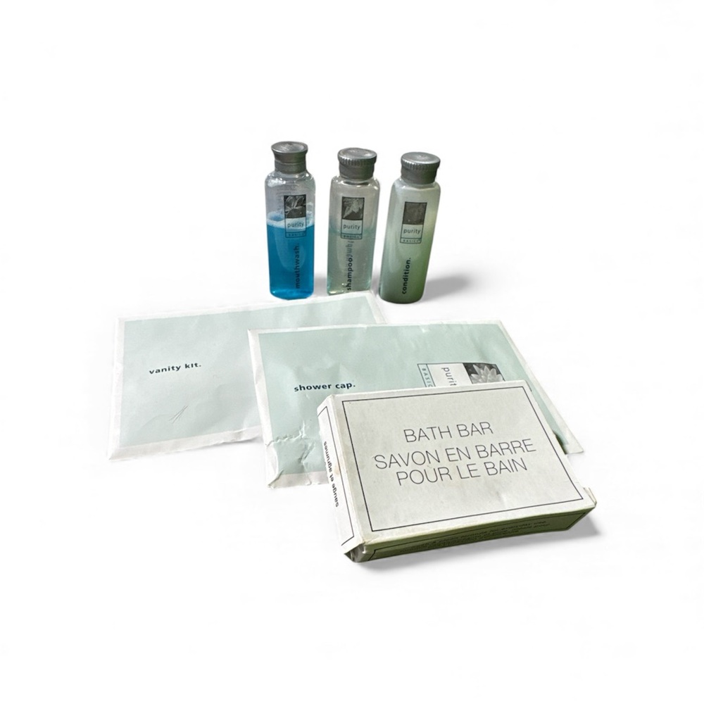 Hotel Toiletries Set of 6 with Bath Bar and Bottles Shampoo Travel